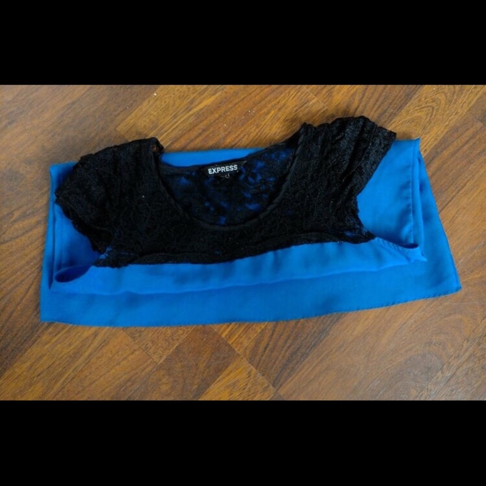 Express black and blue blouse